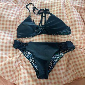 Reversible black and Green/ blue bathing suit